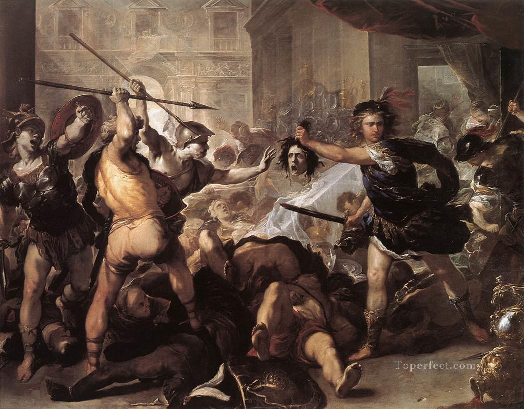 Perseo luchando contra Fineo y sus compañeros Barroco Luca Giordano Pintura al óleo
